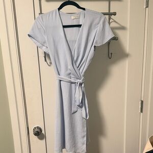 Aritzia Babaton Light Blue Wrap Dress